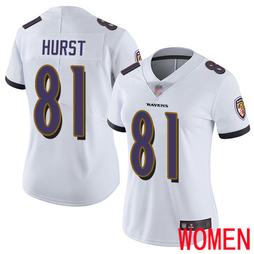 Baltimore Ravens Limited White Women Hayden Hurst Road Jersey NFL Football 81 Vapor Untouchable